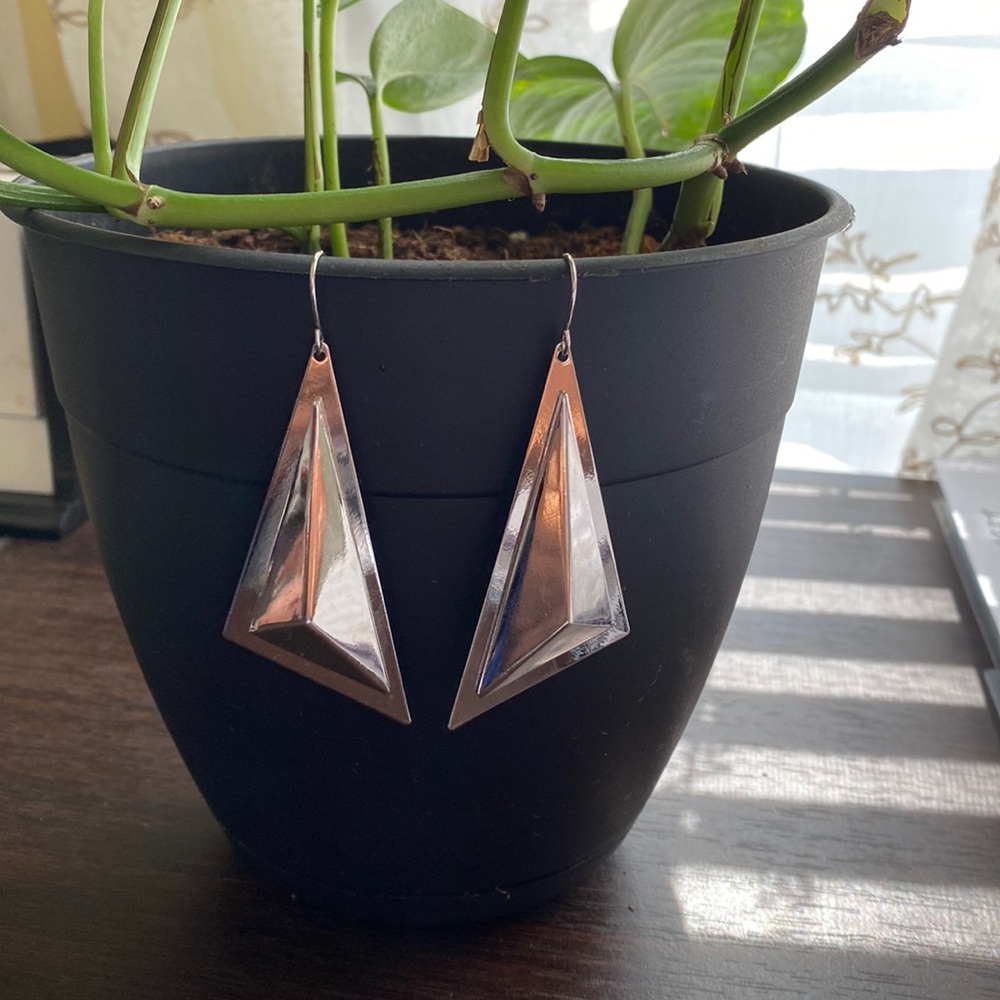 Silver Triangular Earrings